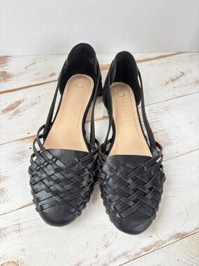 Journee Collection Ekko black flats sandals huaraches vegan leather 8.5 W EUC